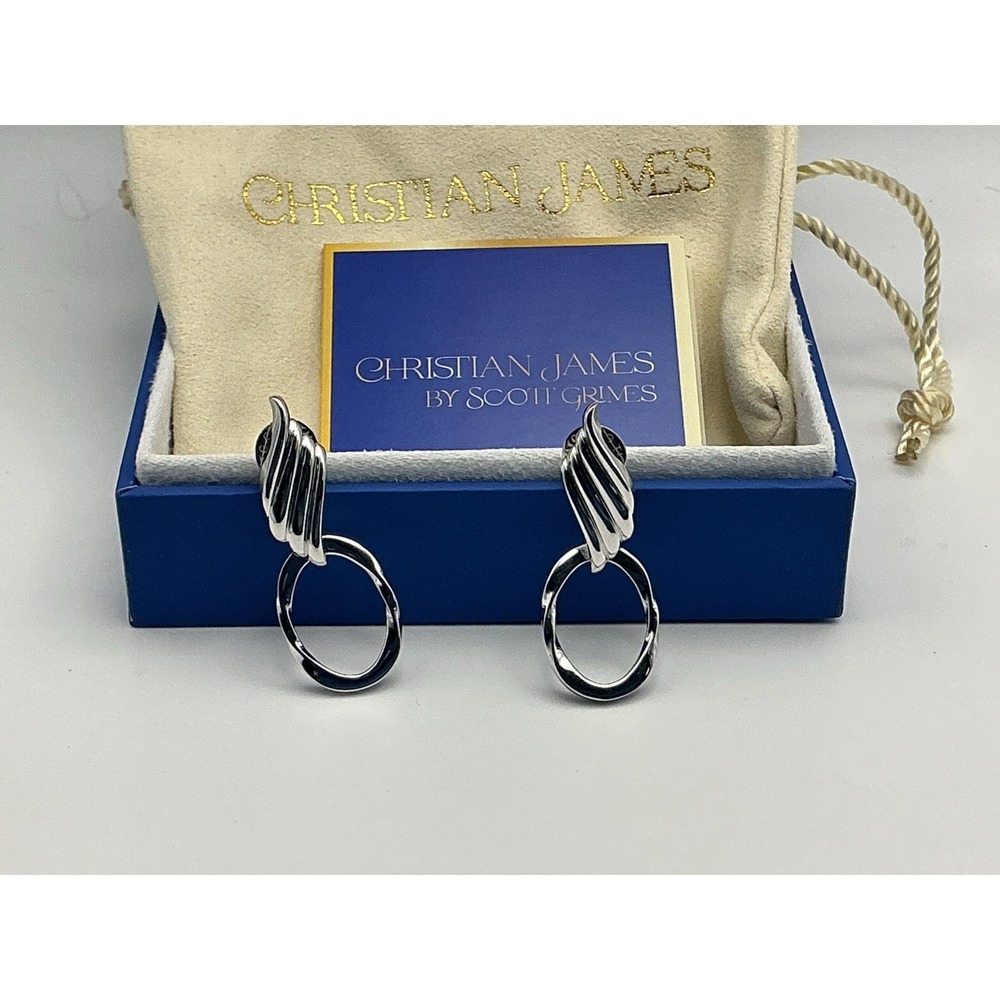 Christian James Scott Grimes 925 Sterling Silver Ripple Doorknocker Earrings QVC